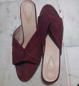 Maroon Suede Mules