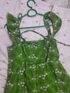 Savana Beach backless Green Embroidered Dress