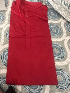 Men Stylish Pure Cotton Red Stiched Kurta