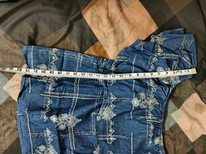 Blue Off-Shoulder Printed Top