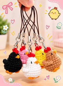 Adorable Crochet Chicken Keychain Charms