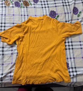 ribbed orange Mock Neck Long Sleeve Top