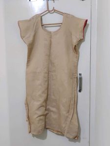 Embroidered Beige Kurta
