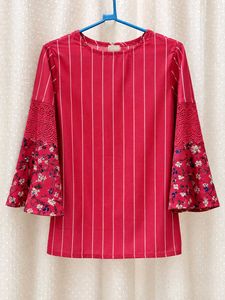 🌸 Pretty Rose Pink Kurta Top | Striped Pattern |