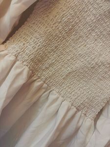 White Off-the-Shoulder Smocked Peplum Top