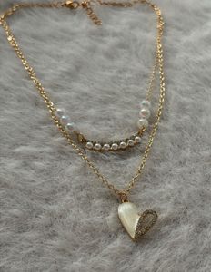 Layered Heart & Pearl Necklace