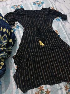 Off-Shoulder Striped Midi Dress