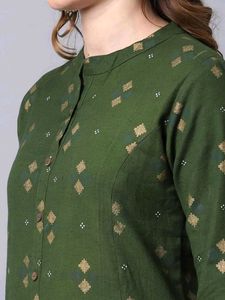 Mehedi Green Kurta with Diamond Pattern