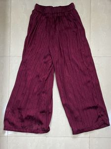 Maroon Crop Top &amp; Wide Leg Pants Set