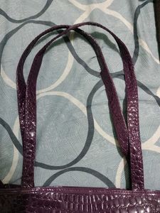 Stylish Purple Croc Embossed Shoulder Bag