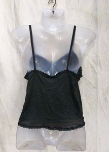 16245. Black Lace Trim Cami Top