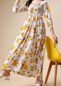 White Floral Print Maxi Dress