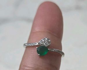 SS925 silver ring with CZ and emerald
