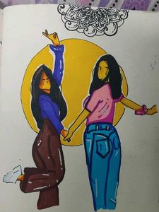 Stylish illustration of two friends