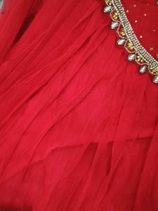 Stunning Red Embellished Anarkali Gown