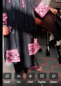 Elegant Black Kurta Set with Pink Embroidery