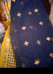 Yellow Kurta Set with Blue Dupatta