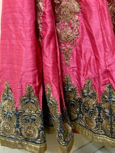Elegant Pink Embroidered Heavy Gown