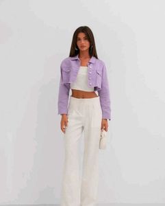 ⋆. 𐙚 ˚ Lilac Cropped Denim Jacket