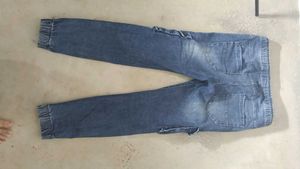 women's  Blue Denim Cargo Jogger Pants