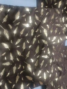 Elegant Brown cushion cover with Gold Feather Prin