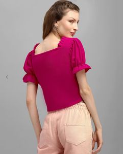 Pink Ruffle Sleeve Top