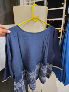 Stylish Blue Kurta with Border Print