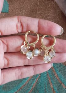 Korean earring Earrings with White Stones