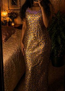 Yellow Leopard Print Slip Dress