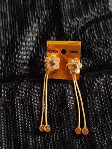 Gold Flower Drop Earrings