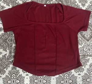 Maroon Corset Crop Top