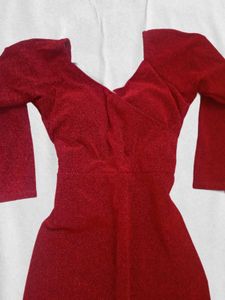 Sequin Maroon Maxi Dress with Slit (UNUSED)