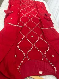 Elegant Red Kurta Set with Gold Embroidery