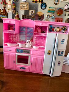 un used Pink Doll Kitchen Playset with Fridge