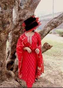 Red Printed Kurta Set♥️👽