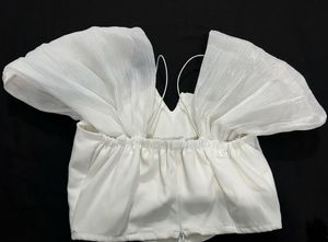 White Puff Sleeve Corset Top .wear once