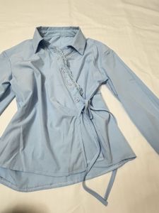 Savana lace trimmed Asymmetric shirt