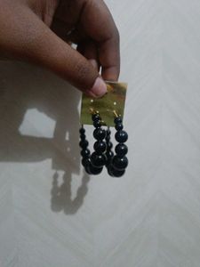 Chic Black Beaded Hoop Earrings