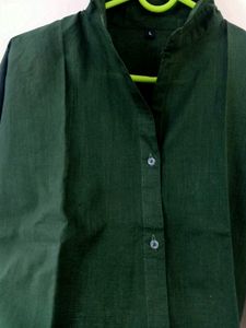 Elegant Green Long Sleeve linen Top