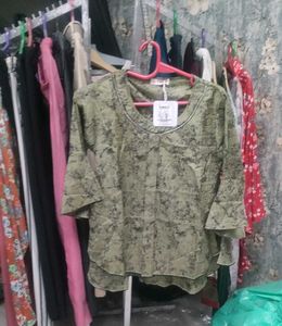 Olive Green Floral Top