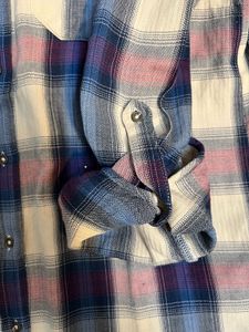 Espirit Frayed Hem Checked Blue Shirt Size S