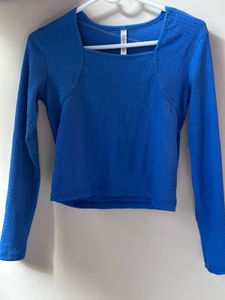 Blue Smocked Top(square Neck)