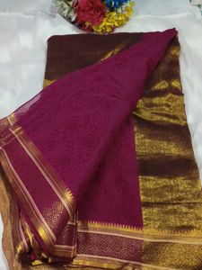 Elegant Maroon &amp; Pink Silk Saree with blouse