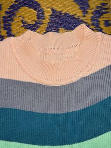 Rainbow Striped Ribbed Knit Top
