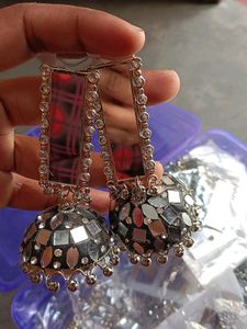 Mirror Jhumka Earrings &amp;Stude