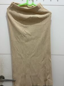 Ribbed Knit Maxi Skirt with Slit