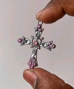 •°`Pink Cross Necklace