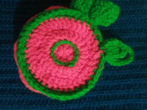 Handmade Crochet Rose earbuds case and keychain ch