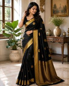Elegant Black &amp; Gold Saree