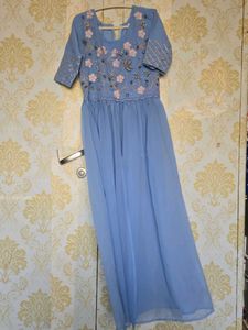 Beautiful Blue Embroidered Gown
